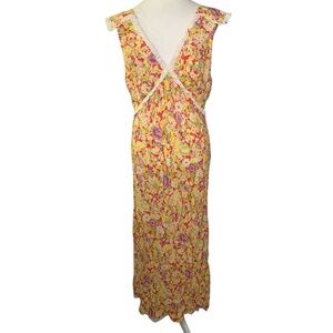 RIXO | Dresses | Rixo Medium Us 8 Storm Red Summer Meadow Floral Crochet  Trim Midi Shift Dress | Poshmark